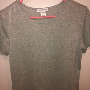 Mint color sparkly top, large but fits like medium